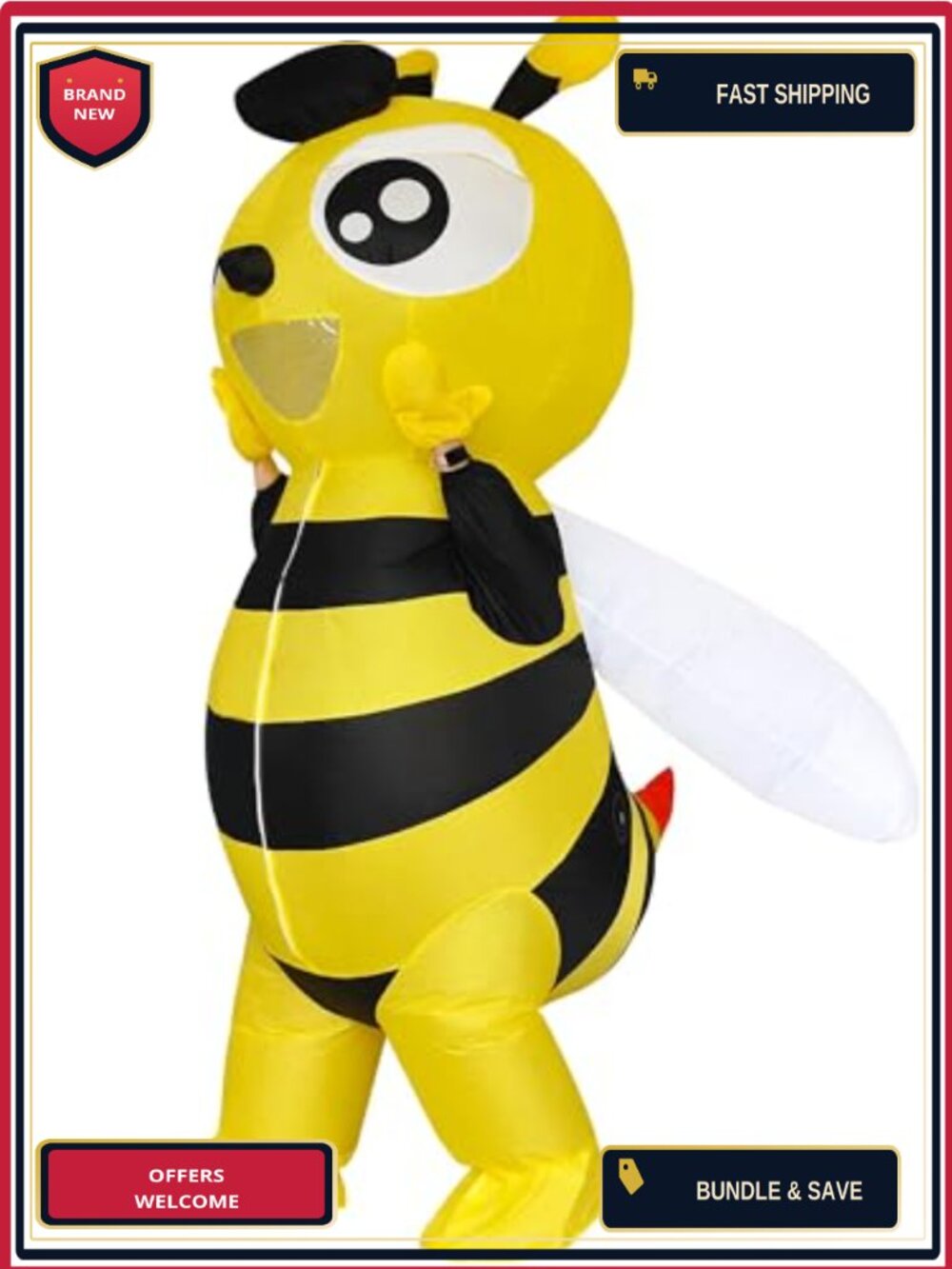 Adult Inflatable Bumble Bee Costume Funny Blow Up Halloween Outfit